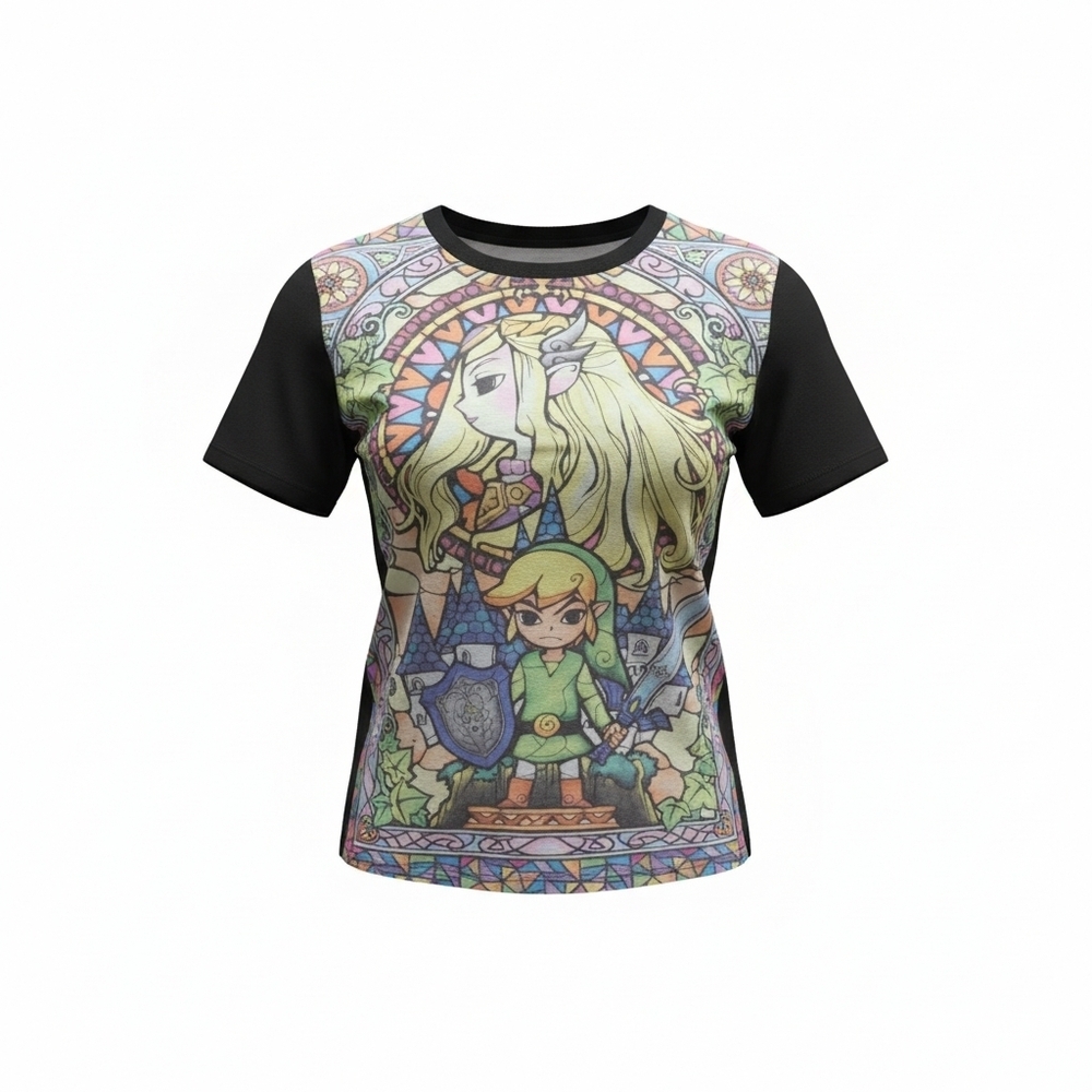 ZELDA Graphic Tee with Black Sleeves